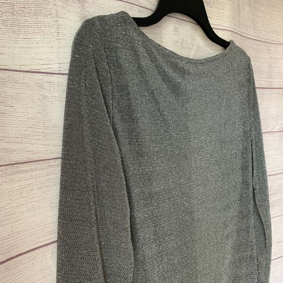 Banana Republic Gray Metallic Shimmer Blouse Long Sleeve Size Large - Picture 13 of 16